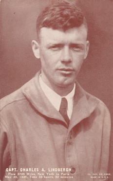 Featured is a postcard (actually "arcade" card) image of Charles Lindbergh. The original card, itself a piece of aviation memorabilia, is for sale in The unltd.com Store.